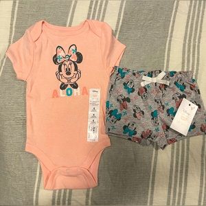 Minnie Mouse Jumping Beans Shorts and Short Sleeve Onesie Set 6m NWT